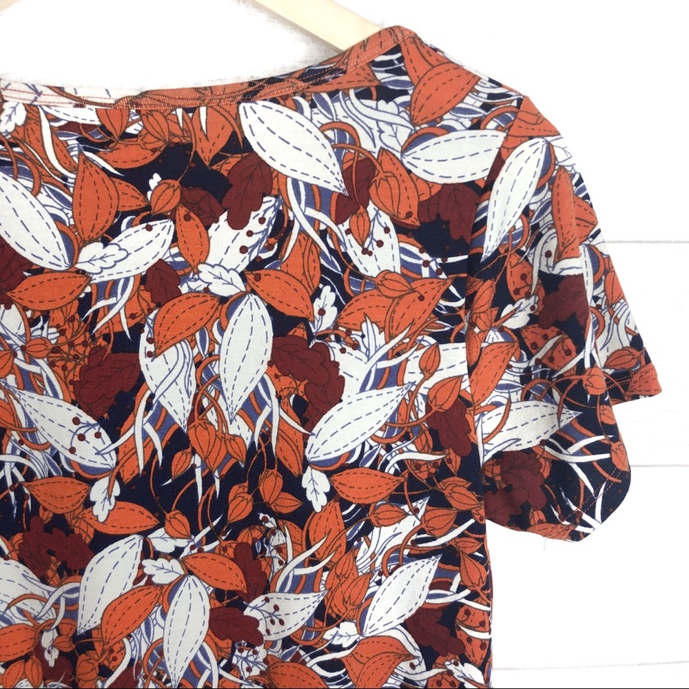 LULAROE Orange & Blue Floral Patterned Top - Picture 6 of 8